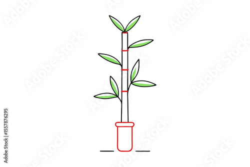 Minimalist Lucky Bamboo Line Art Perfect for Chinese Festive Design