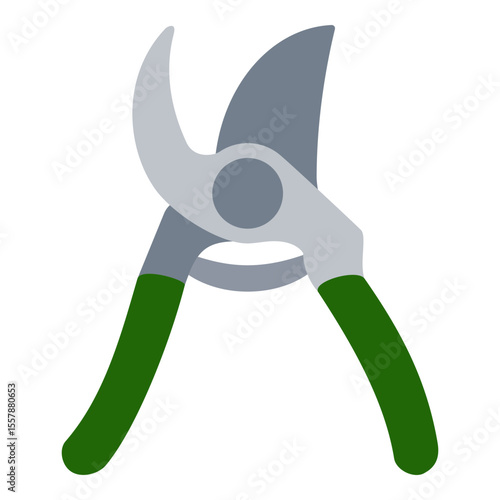 Secateurs or bypass pruning shears in a flat design vector illustration