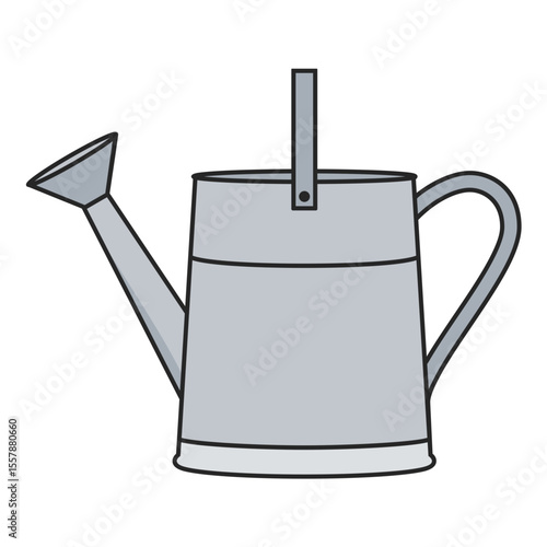 Metal watering can garden tool as a flat design vector illustration