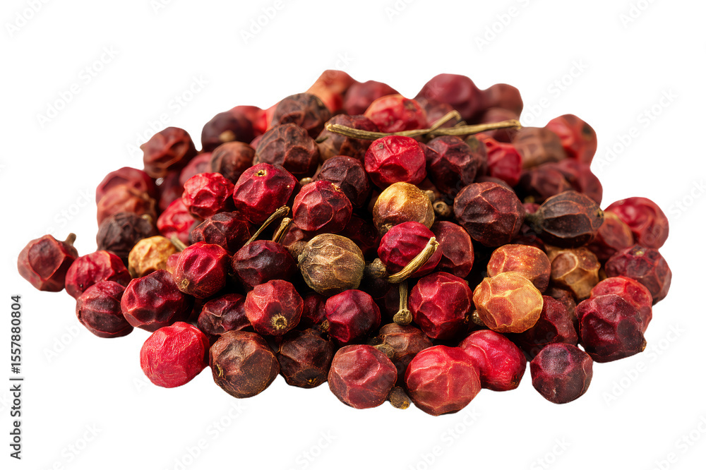 Fototapeta premium Peppercorns Red And Brown Spice Pile Close up