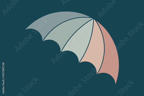 Cartoon-style umbrella in flat vector, pastel modern palette perfect for seamless patterns, textile prints, and educational visuals
