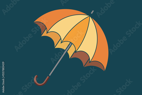 Umbrella icon in flat cartoon vector style, vibrant pastel illustration for UI design, kids materials, and playful background graphics
