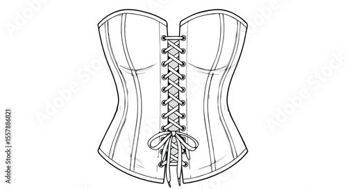  Flat Sketch Outline of a Classic Corset
