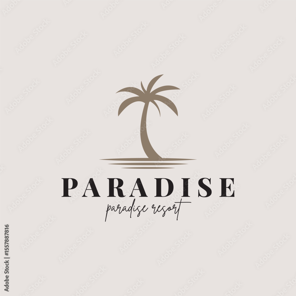 Obraz premium beach resort palm tree logo icon vector illustration template design