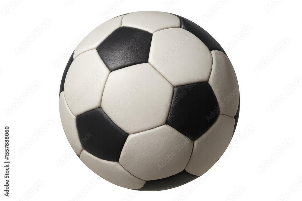 Obraz premium Soccer ball spinning, transparent backdrop highlighting spherical motion, dynamic sports graphic with clean visual impact