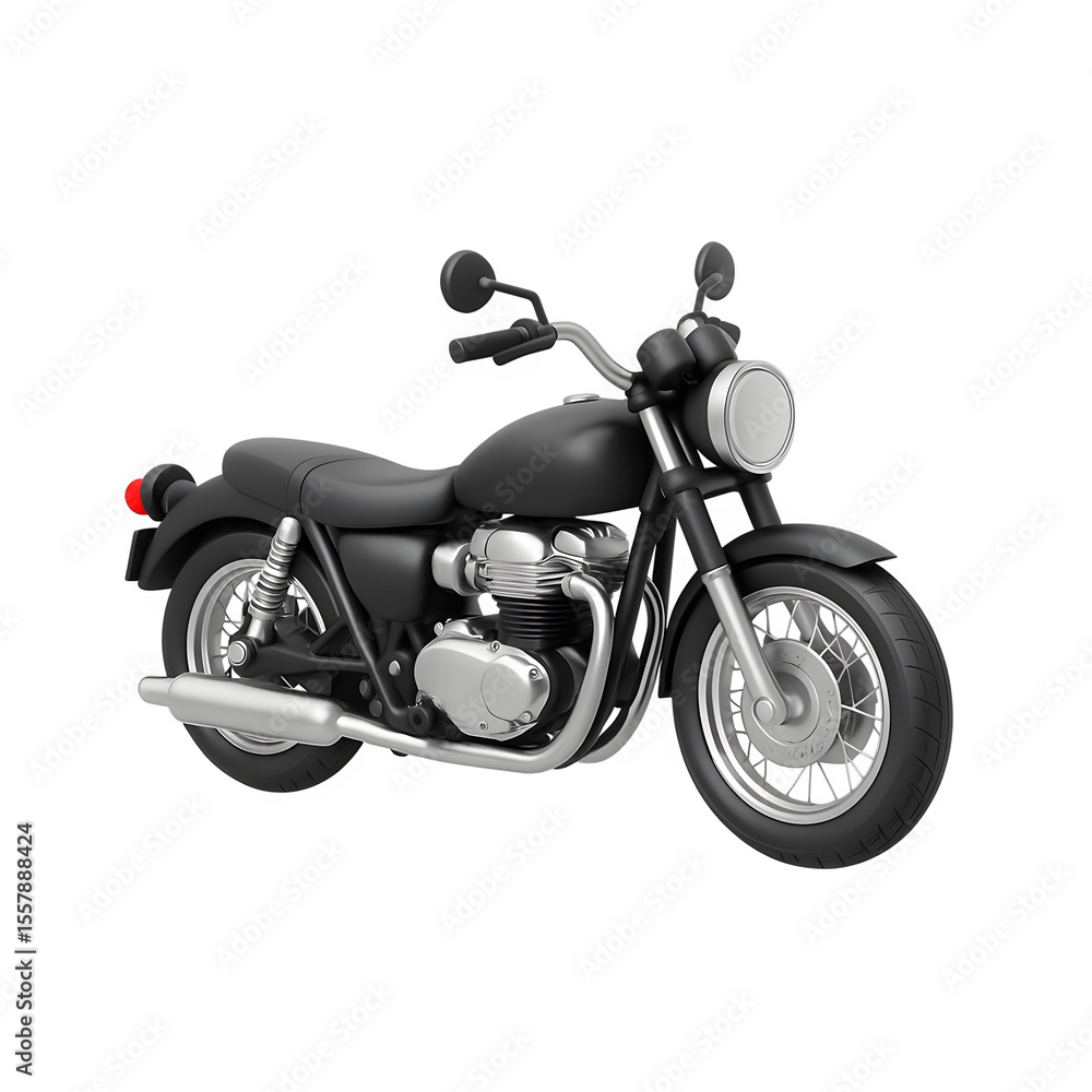 Obraz premium Sleek Black Cruiser Motorcycle with Classic Chrome Details Transparent Background