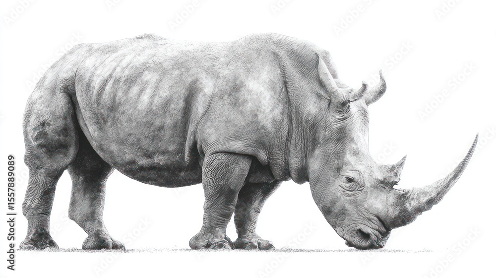 Obraz premium Monochrome rhino profile