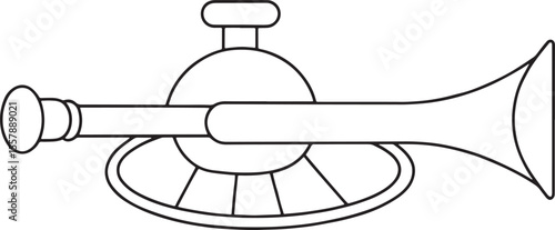 Stylized bugle instrument outline for music and military themed artwork