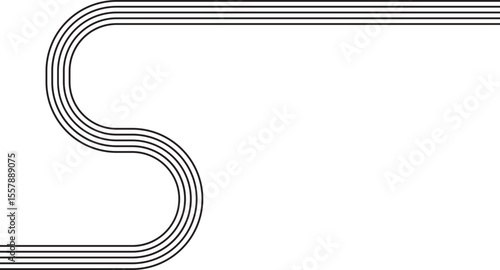 S-shaped figure with softened corners and five layered concentric outlines forming its curved track.