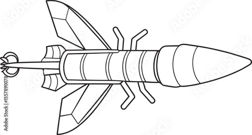 Stinger missile drawing in outline style for coloring or tech themed illustration
