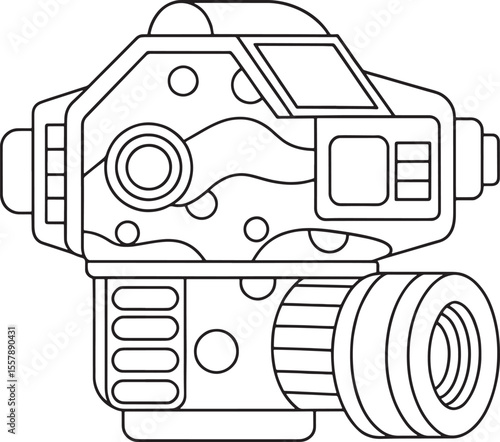 Camcorder outline drawing of digital video recorder for tech themed projects