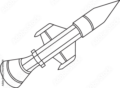 Antitank missile in minimal outline art for military vector projects