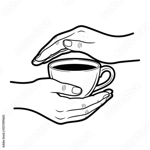 Hands exchanging a cup, symbolizing sharing warmth and connection