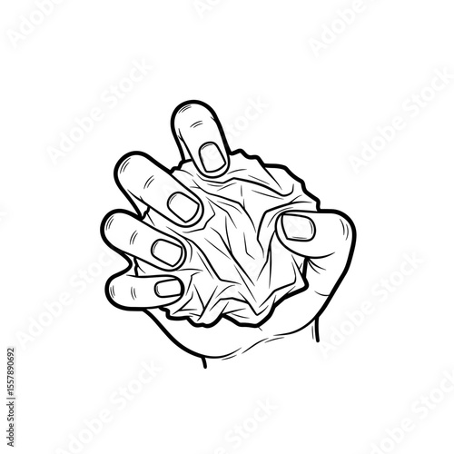 Hand holding a crumpled piece of paper, symbolizing discarded ideas or frustration