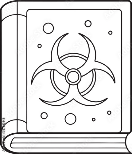 Biohazard sign illustration in black and white for textbook or safety visuals