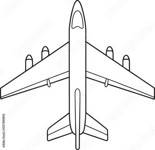 Bomber aircraft in outline design for aviation or military visuals