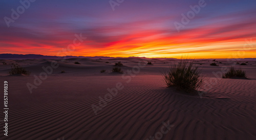 Golden Hour Desert Dunes: Serene Sunset Landscape