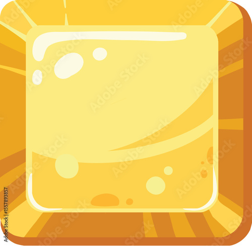 Golden game button. Cartoon gold stone frames and buttons, gravel rock gambling plates, golden rock stones signs flat vector illustration. Stone buttons on white