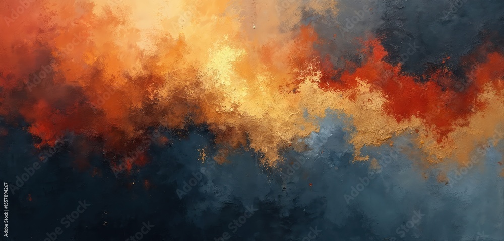 Abstract digital art illustration uses dark blue, grey, red, orange, gold, yellow. Concept design futuristic artwork for tech, digital and innovation themes. Abstract digital art illustration uses dark blue, grey, red, orange, gold, yellow. Concept design futuristic artwork for tech, digital and innovation themes.