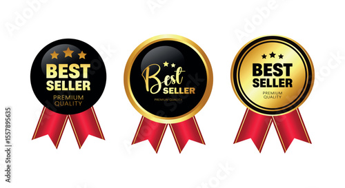 Set of Golden best seller label for business purpose
