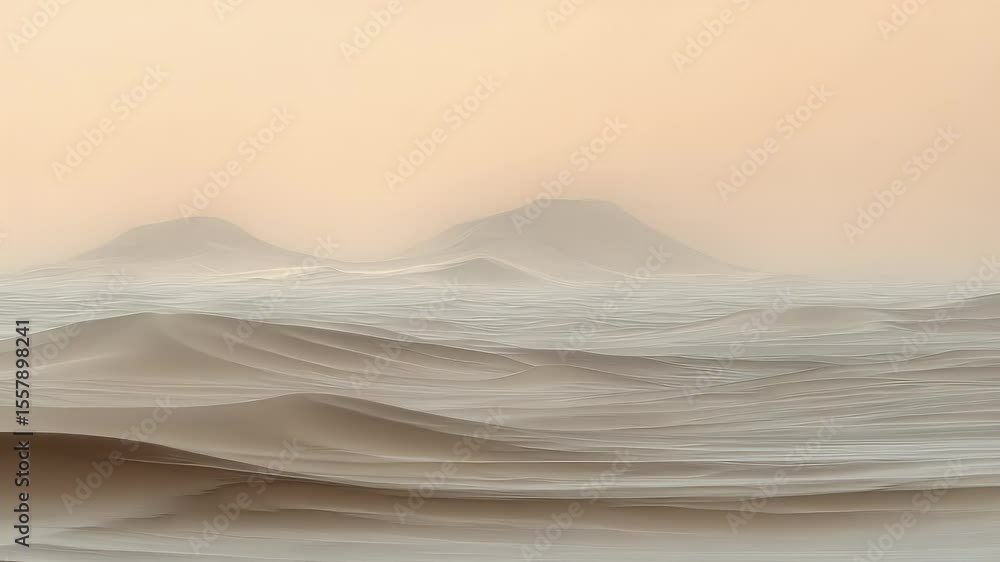 Serene Desert Landscape: Sand Dunes Under a Soft, Misty Sky Serene Desert Landscape: Sand Dunes Under a Soft, Misty Sky