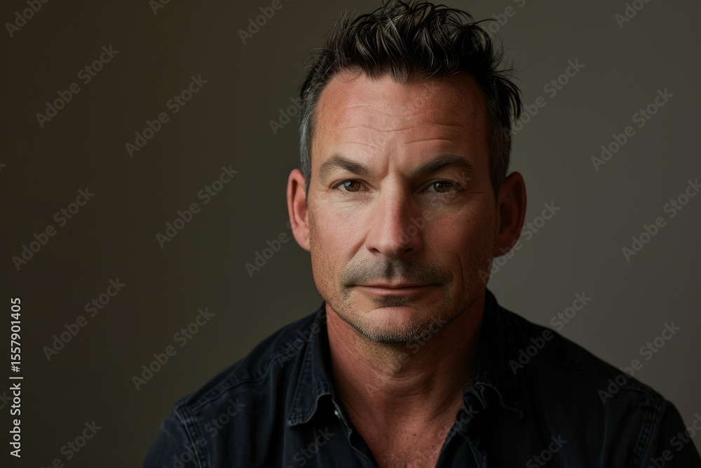 Portrait of a handsome middle-aged man in a black shirt Portrait of a handsome middle-aged man in a black shirt