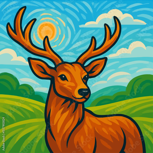 Deer van gogh day