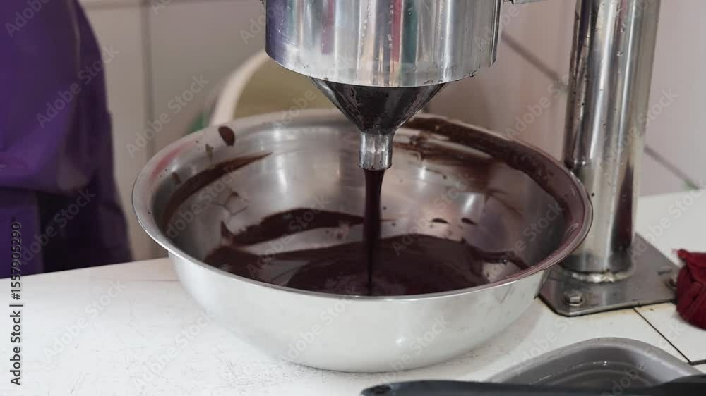 Acai pulp dripping from the machine after the traditional beating ...