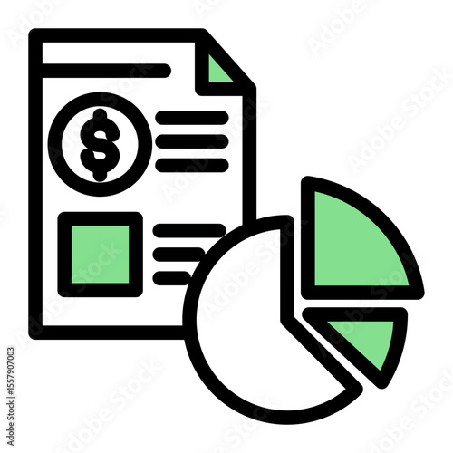 Financial Graph and Statistics Report Icon from Financial Services Collection (Outline Color Lineal style)