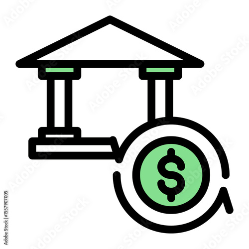 Public Banking and Investment Institution Icon from Financial Services Collection (Outline Color Lineal style)