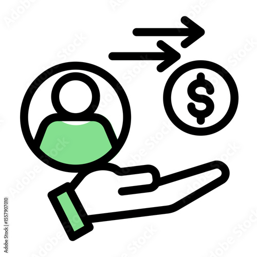 Money Lender and Financial Transaction Icon from Financial Services Collection (Outline Color Lineal style)