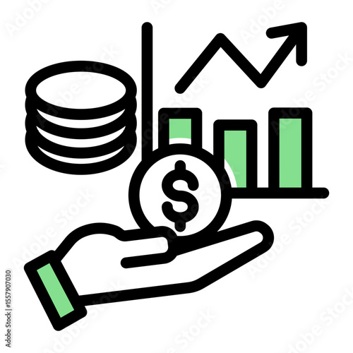 Business Analytics and Statistics Report Icon from Financial Services Collection (Outline Color Lineal style)