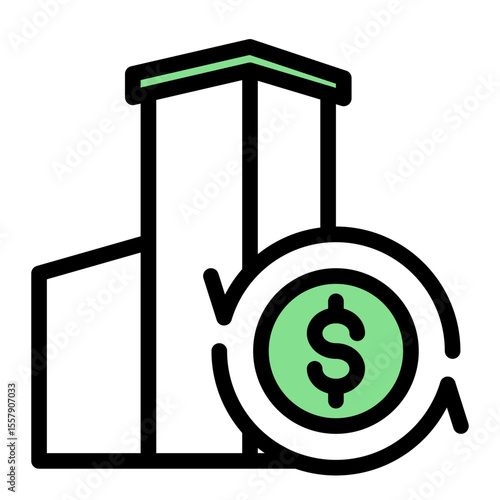 Corporate Investment and Property Company Icon from Financial Services Collection (Outline Color Lineal style)