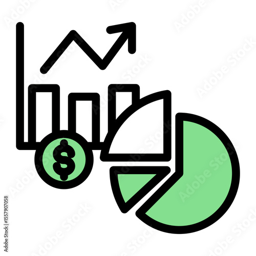 Financial Statistics and Growth Analytics Icon from Financial Services Collection (Outline Color Lineal style)