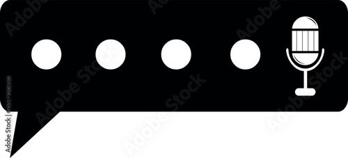 vector illustration black and white icon recording chat voice message concept
