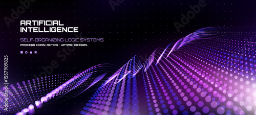 Digital wave pattern for artificial intelligence concept. Self-organizing logic systems visualization. Futuristic data analysis.