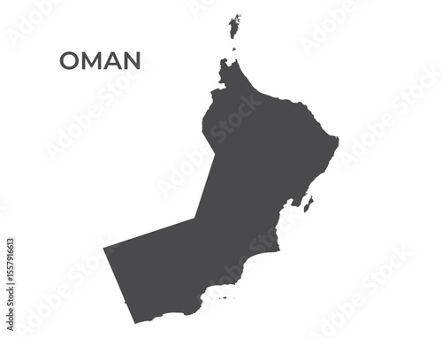 Oman silhouette map. Isolated vector template image of asian country in simple style