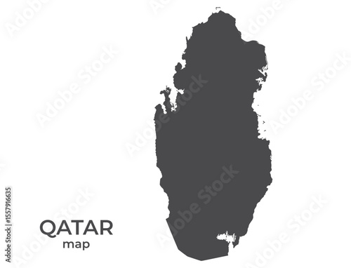 Qatar silhouette map. Isolated vector template image of asian country in simple style