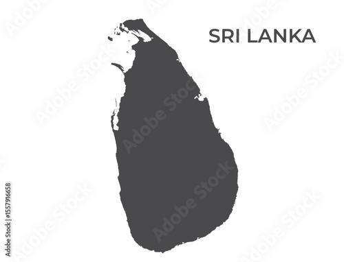 Sri lanka silhouette map. Isolated vector template image of south asia country in simple style