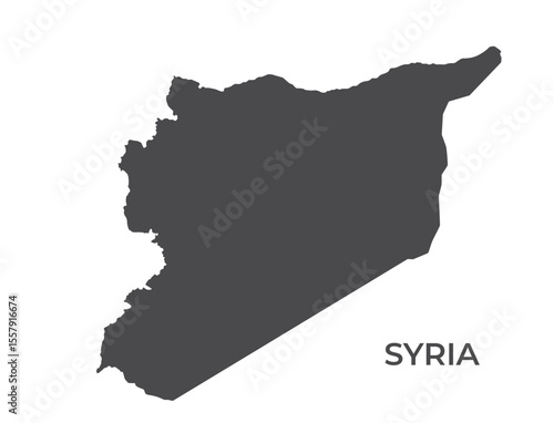 Syria silhouette map. Isolated vector template image of asian country in simple style