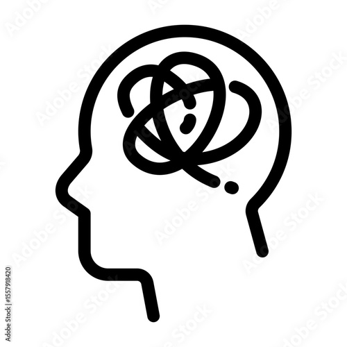 mental problem and mind disorder icon with swirl in head silhouette