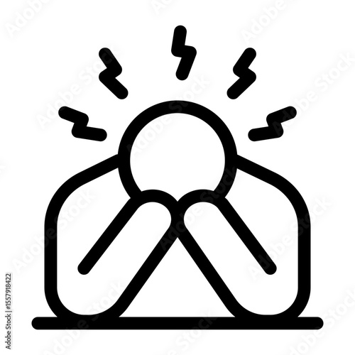 stress icon for mental health self-care and treatment featuring a worried person