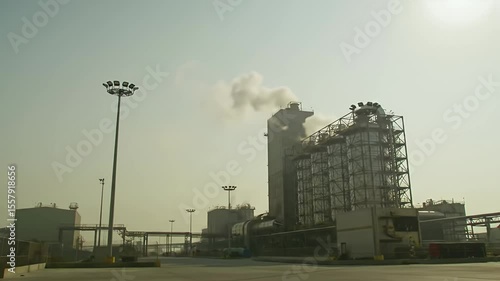 Wallpaper Mural Industrial complex emitting smoke under a hazy sky Torontodigital.ca