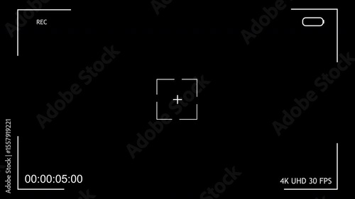 Recording Camera ViewFinder with distortion & Clean versions on black background. Old rec video screen effect