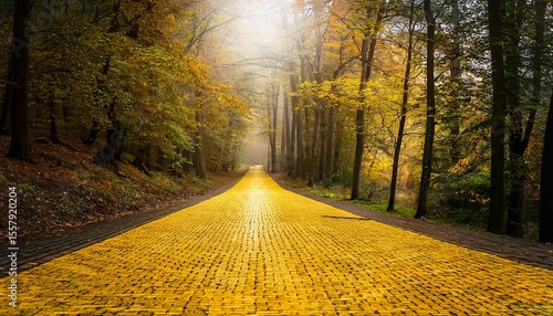 yellow brick road in the forest