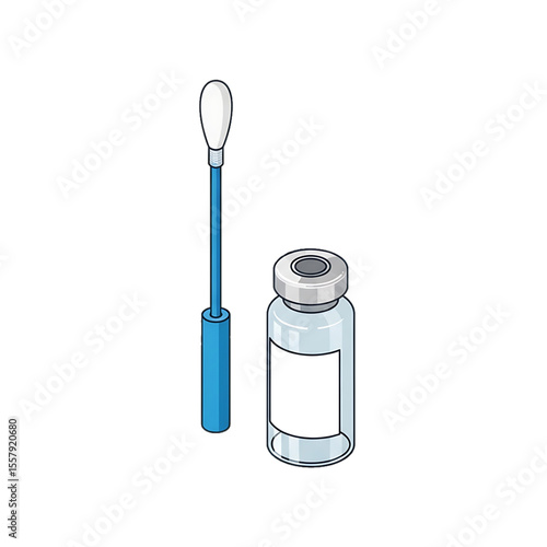 COVID-19 or flu test swab and container.
