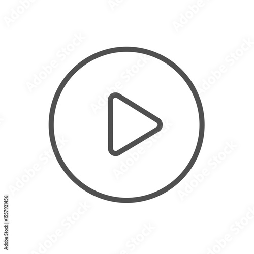 Dark gray play button on transparent background line design.. Video or music player user interface. Vector illustration. Transparent SVG file.