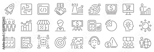 Startup and development icon set.Business icons. Outline icons collection. Vector illustration