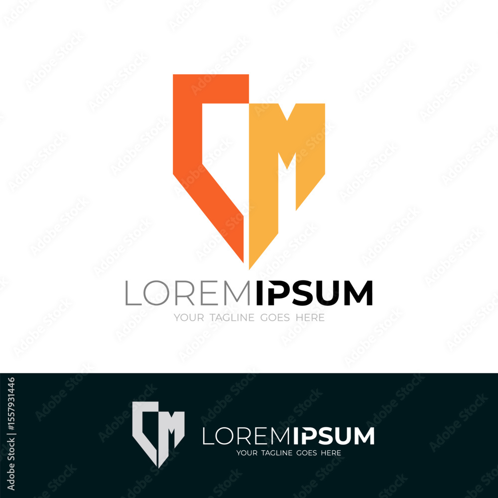 CM logo with shield design template, security logos CM logo with shield design template, security logos