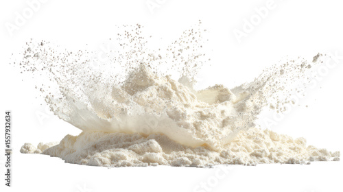  Milk Powder Splash - High-resolution close-up of milk powder splash on transparent background